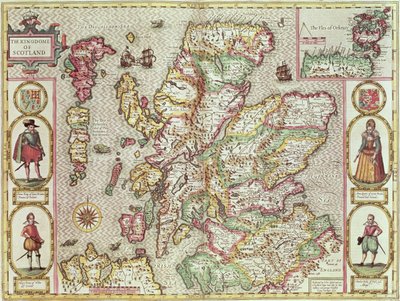 Het Koninkrijk Schotland, gegraveerd door Jodocus Hondius (1563-1612) uit 